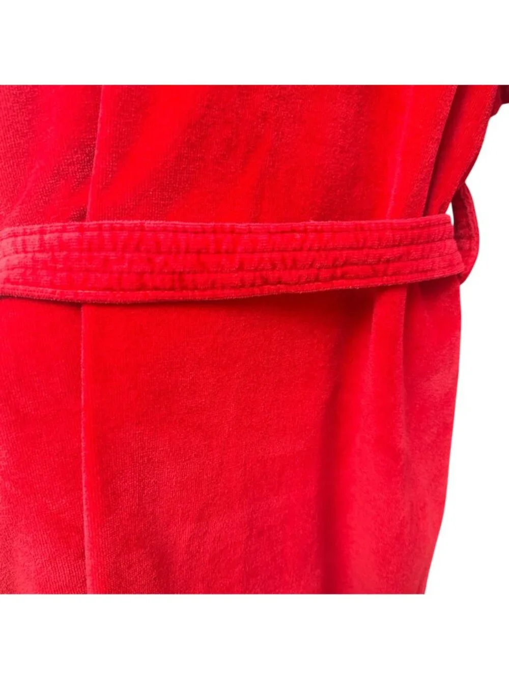 TOMMY HILFIGER Mens Bath Robe One Size Red Terry Cloth Shawl Collar Cotton